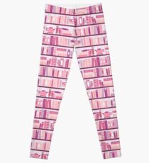 Pink Bookcase Pattern Romance Tea Books Leggings