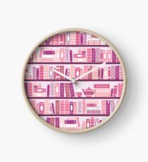 Rosa Bücherregal-Muster-Romance-Tee-Bücher Uhr