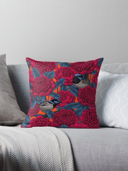 Item preview, Red waratah and fairy wrens designed and sold by Katerina Mitkova Kirilova.