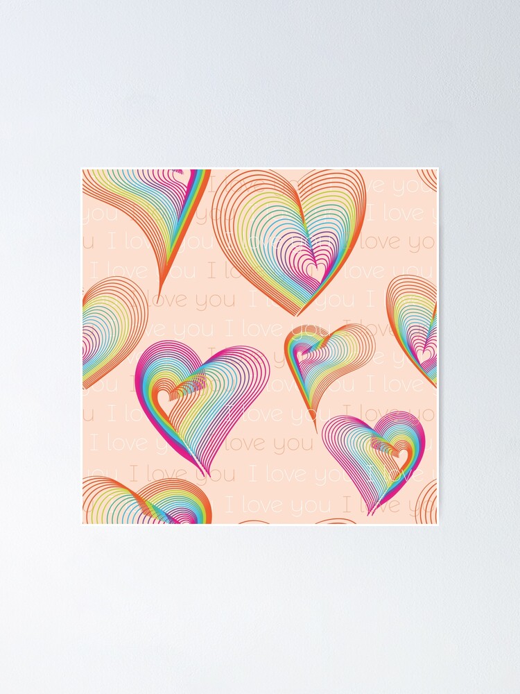 Alternate view of Rainbow hearts pattern Poster