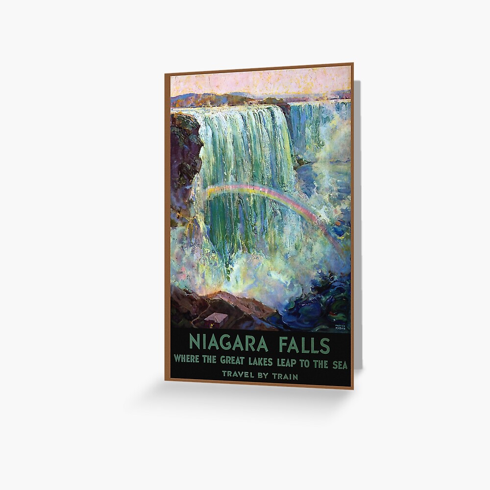 "Niagara Falls Vintage Travel Poster Restored" Greeting Card for Sale by vintagetreasure Redbubble
