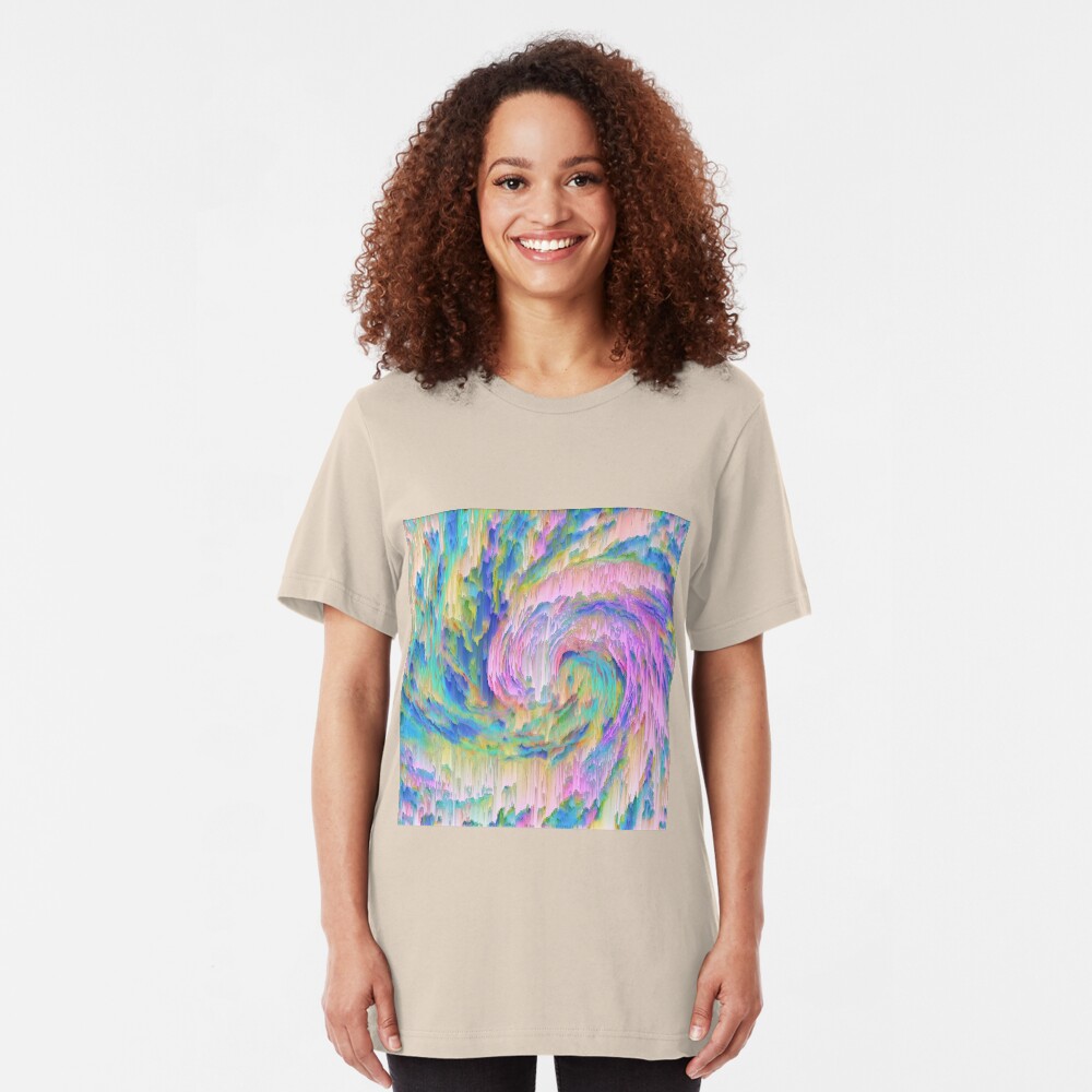 Abstract dripping digital wave Slim Fit T-Shirt