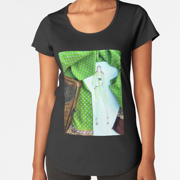 Green Vibes Fashion Illustration Modaodaradosti Premium Scoop T-Shirt