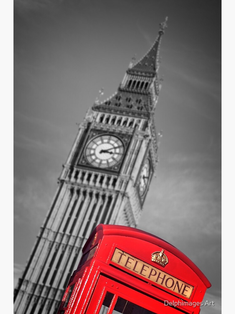Discover London phone booth and Big Ben Premium Matte Vertical Poster