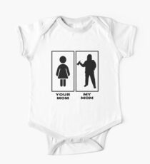 Funny Your Mom My Mom Proud Firefighter Son Daughter Firewoman Gift Idea Short Sleeve Baby One-Piece