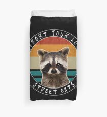 Cute Baby Racoon - Support Your Local Street Cats - Vintage Design Duvet Cover