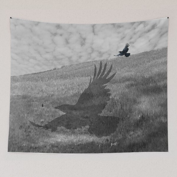 Item preview, Black and White Crow Bird Raven Flying Flight Contemporary Art A556 designed and sold by byNicol.