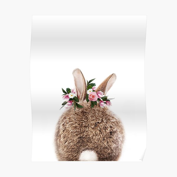 Bunny Tail, Baby Rabbit With Flower Crown, Baby Animals Art Print by Synplus Poster