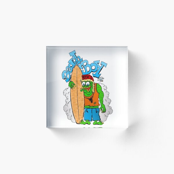 Beach Boy Surfer Monster - black Acrylblock