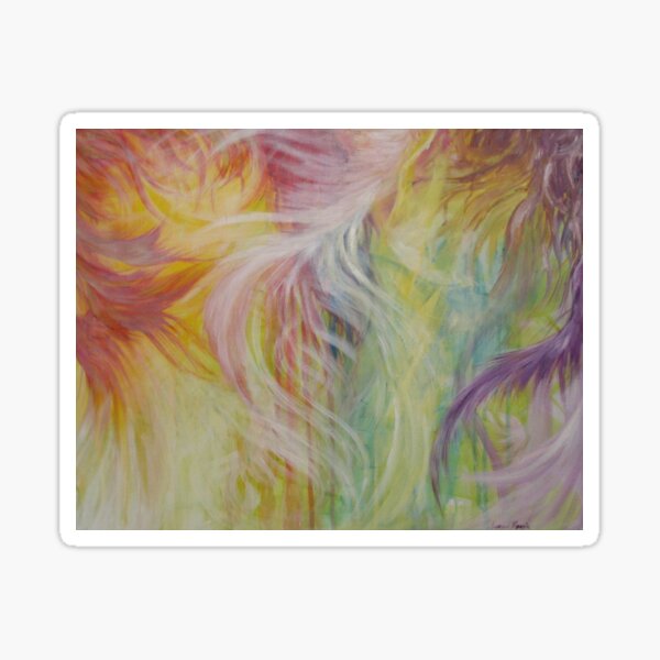 Christian Art Work About Being Sheltered by God, UNDER HIS WINGS Acrylic Painting Print Sticker