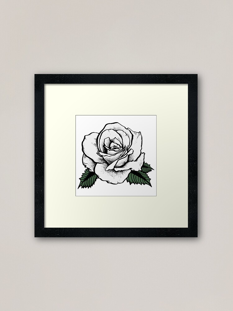 White Rose Tattoo Framed Art Print By Somatosis Redbubble