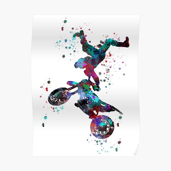 Motocross dirt bike, dirt bike, vélo de sport, motocross, cavalier Poster