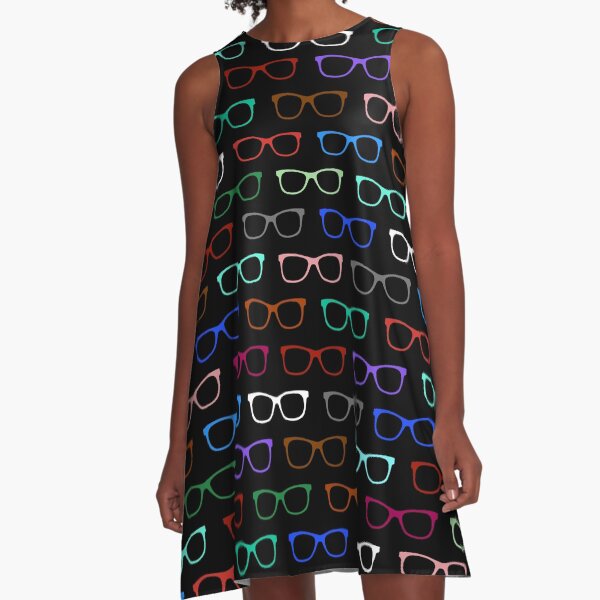 Hipster Colorful Eyeglasses Pattern II A-Line Dress