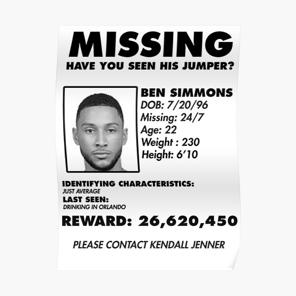 Missing Jumpshot In Philadelphia Poster By Xavierjfong Redbubble