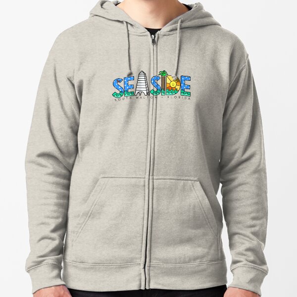 Seaside Florida 30A Illustration Zipped Hoodie