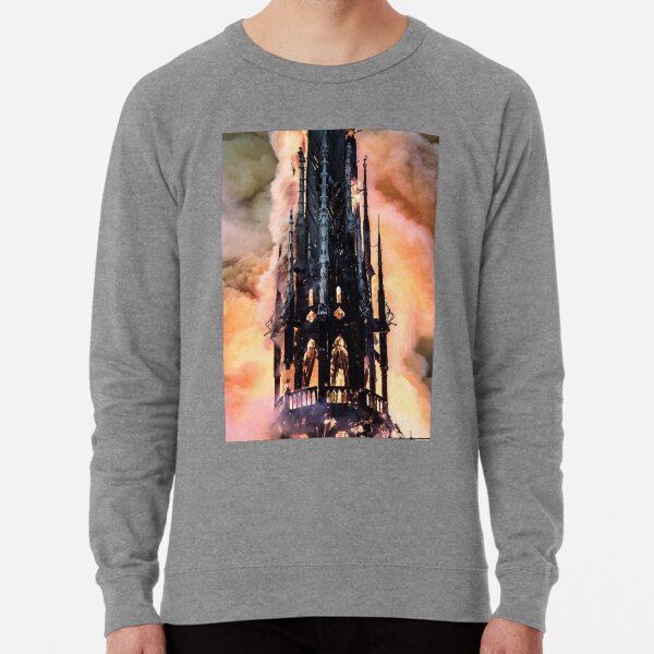Fire at Notre Dame Cathedral in Paris Lightweight Sweatshirt