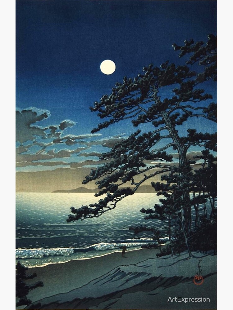 Luna sobre la playa Ninomiya por Kawase Hasui de ArtExpression