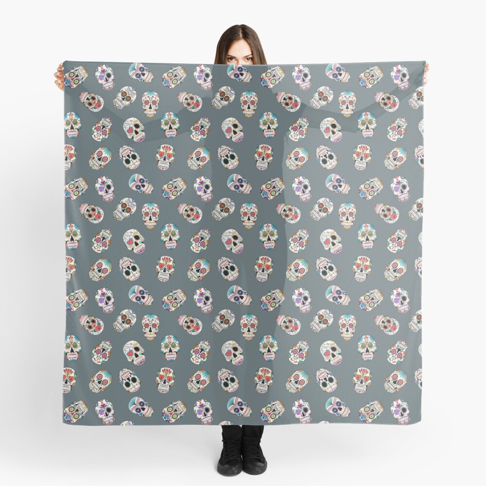 Sugar Skull Seamless Pattern Scarf