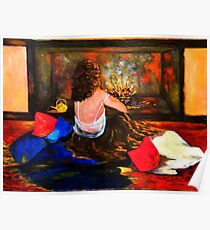 Sitting By The Fireside Poster