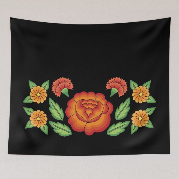 Item preview, Mexican Folk Pattern – Tehuantepec Huipil flower embroidery designed and sold by patternsjourney.