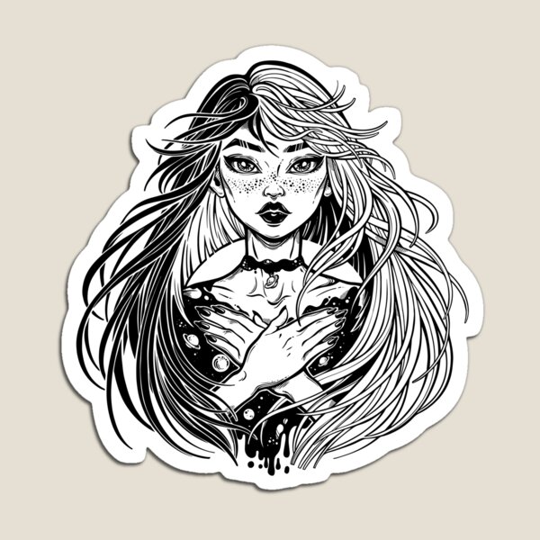 Trendy starry surreal space girl Magnet