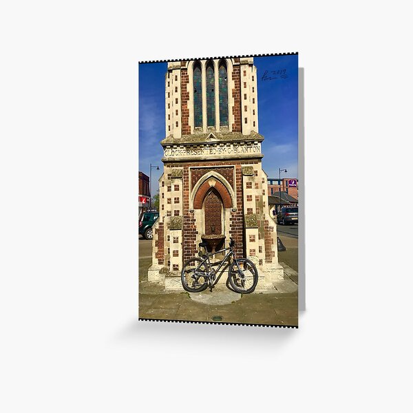 " Victorian clock tower with bicycle (Newmarket adventure card collection)" Greeting Card by
