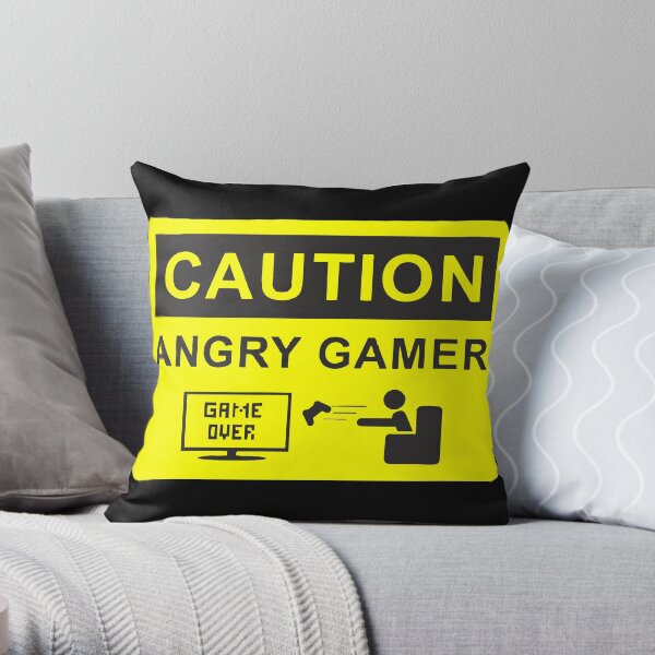 Angry Gamer Throw Pillow