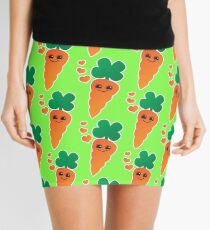 Cute kawaii orange carrot with cute hearts Mini Skirt