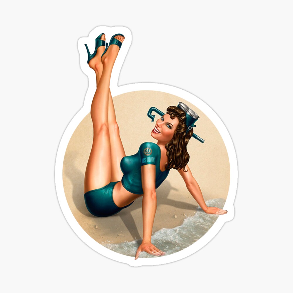 Vintage Unused Greeting Card WW2 Era Navy Sailor Military Pin Up Girl