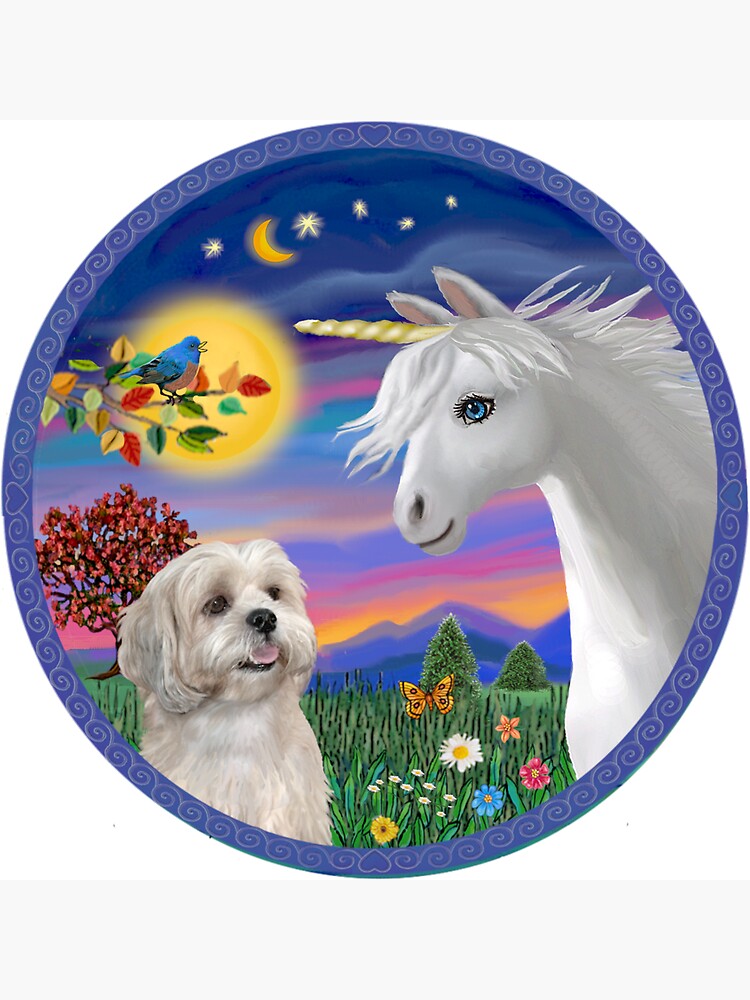 Unicorn and Lhasa Apso (white) by JeanBFitzgerald