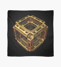 Three-dimensional fractal cube shape in gold tones Scarf