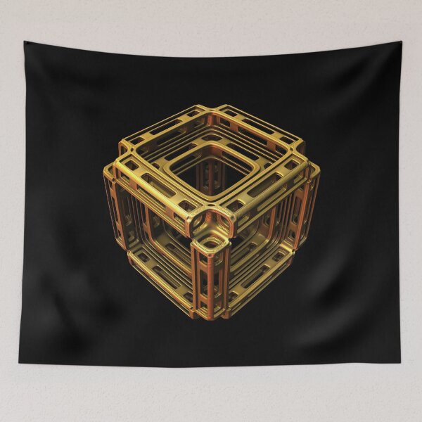 Item preview, Three-dimensional fractal cube shape in gold tones designed and sold by Lyle Hatch.