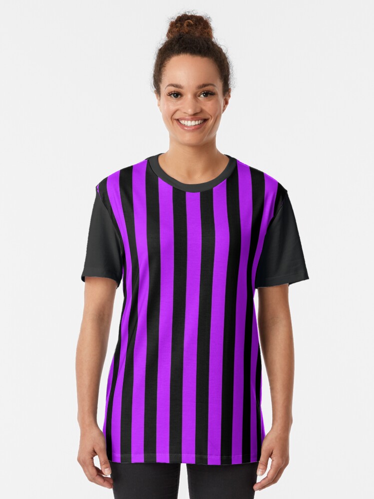 Neon Purple and Black Vertical Stripes Graphic T-Shirt for Sale by  CraftyCatz