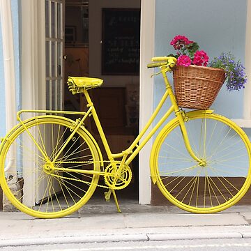 Yellow bike shop with basket