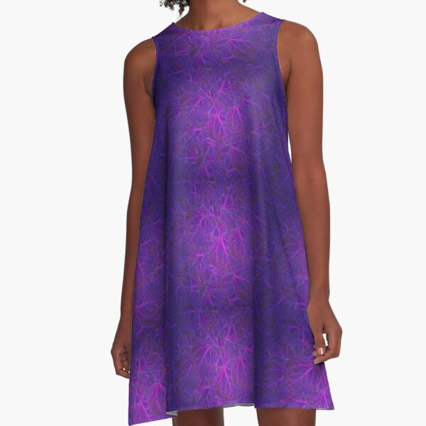 Violet Leaves A-Line Dress
