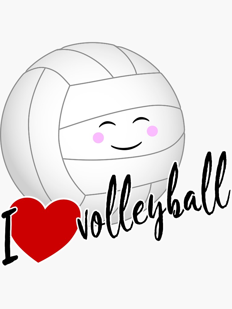 "Cute Kawaii I love volleyball" Sticker for Sale by katzdzynes Redbubble