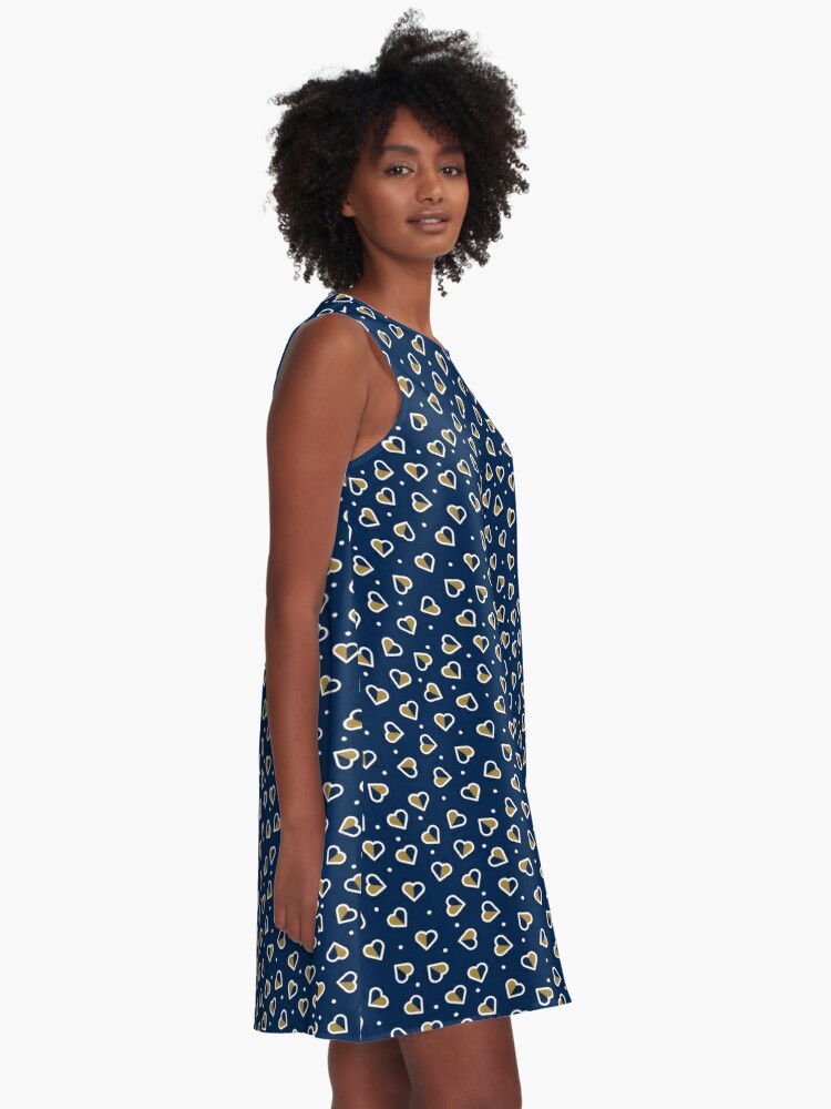 My Heart Is Navy And Gold A Line Dress By Collegetown Redbubble