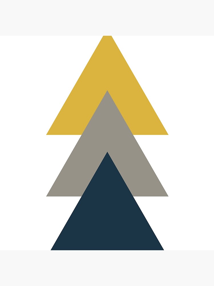 Triangle Trio. Minimalist Geometric in Light Mustard Yellow, White, Grey, and Navy Blue by kierkegaard