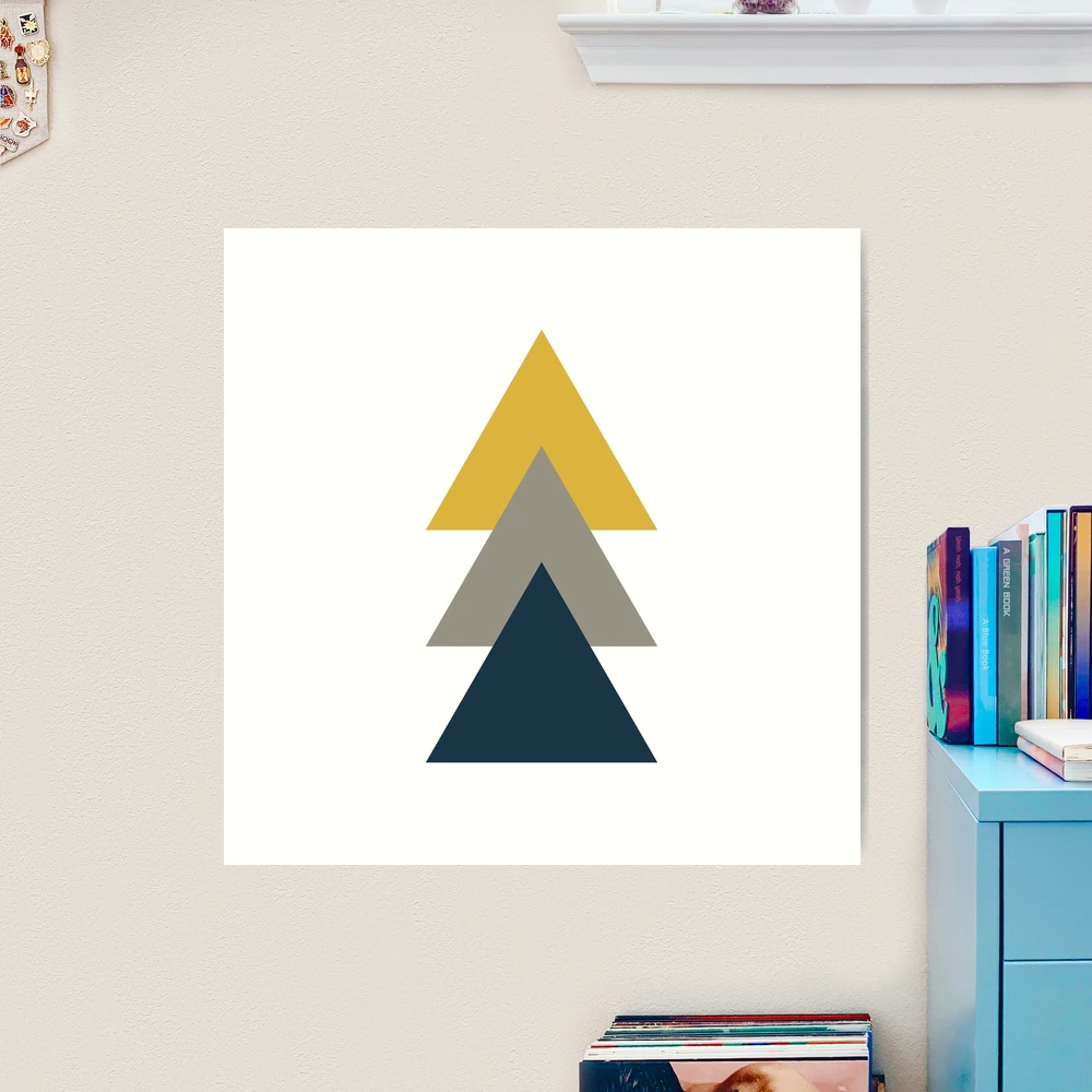 Triangle Trio. Minimalist Geometric in Light Mustard Yellow, White