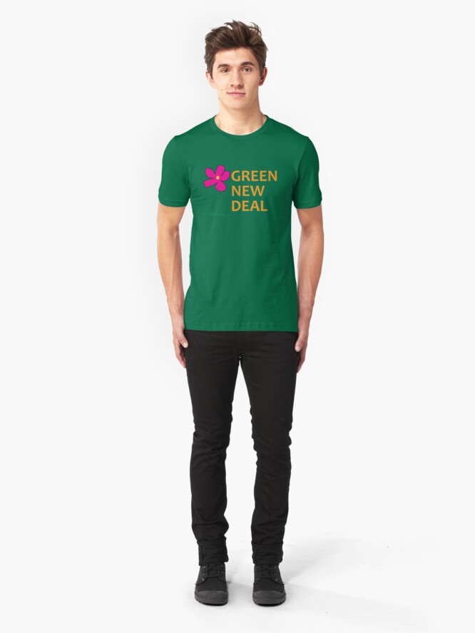 Alternate view of Green New Deal with Flower Slim Fit T-Shirt