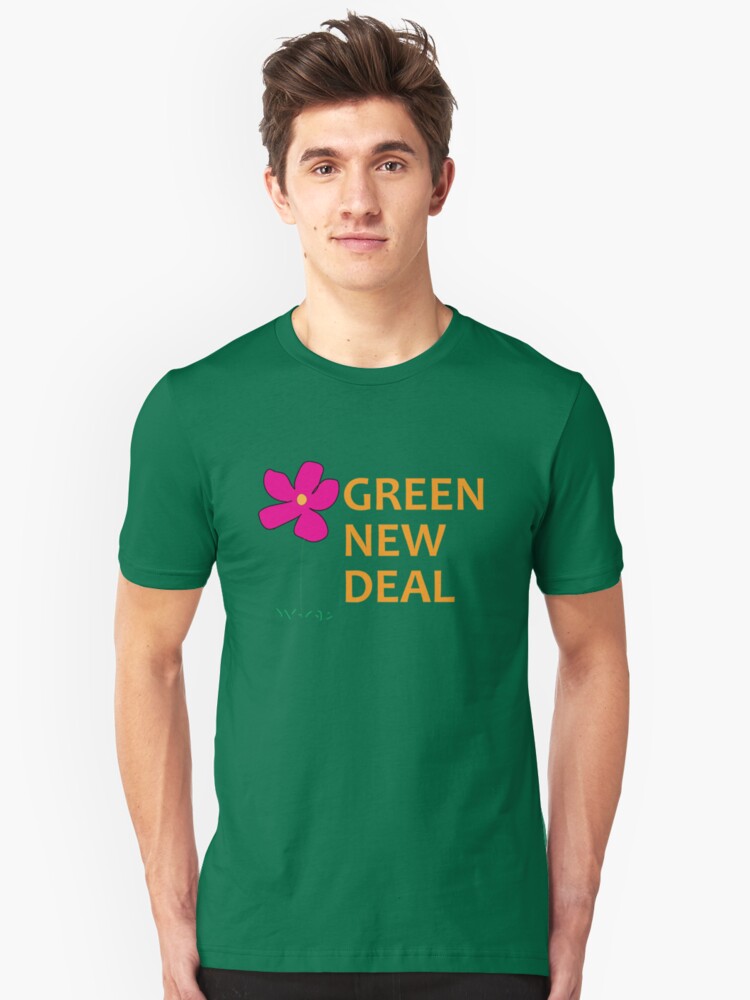 Alternate view of Green New Deal with Flower Slim Fit T-Shirt