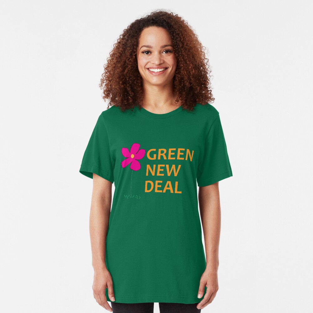 Green New Deal with Flower Slim Fit T-Shirt