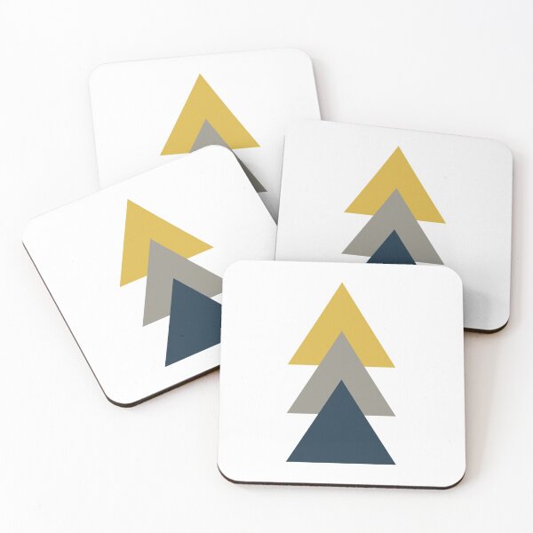 Item preview, Triangle Trio. Minimalist Geometric in Light Mustard Yellow, White, Grey, and Navy Blue designed and sold by kierkegaard.