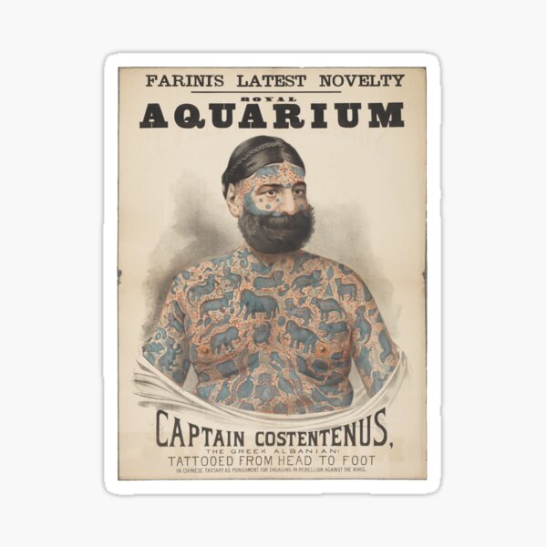 Item preview, Captain Costentenus, Tattooed from head to foot vintage poster designed and sold by monsterplanet.