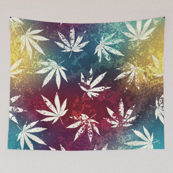 Item preview, Red Gold and Blue Mosaic Cannabis Marijuana Pot Weed 420 Print  designed and sold by Sornoran420.