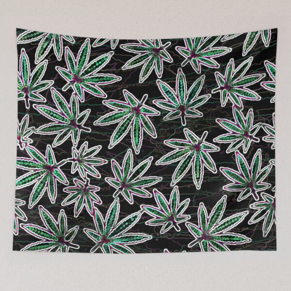 Item preview, Dark Psychedelic Cannabis Marijuana 420 Weed Hippie Print designed and sold by Sornoran420.