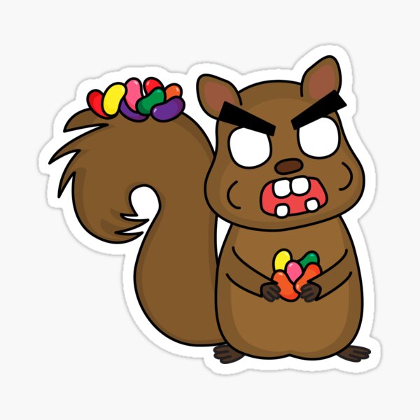 angry zombie squirrel with all the beans Sticker