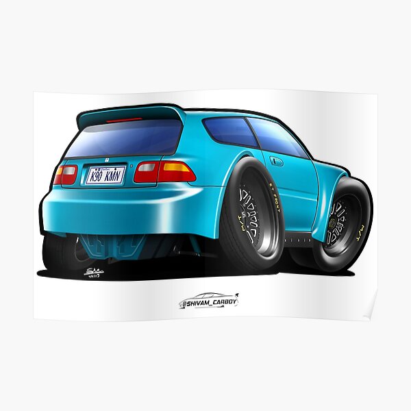 "Honda Civic caricature artwork" Poster for Sale by ShivamSharma