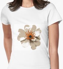 Wild Rose in Tan and Deep Red Fitted T-Shirt