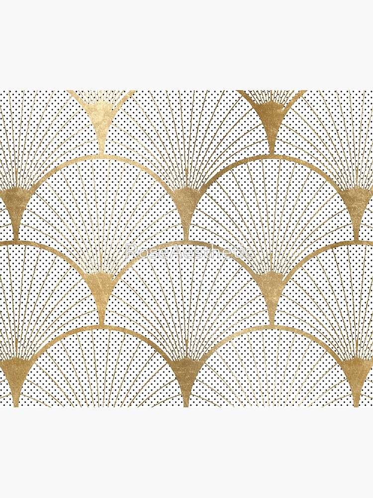 Art Deco pattern - golden polkadot fans by RoseAesthetic